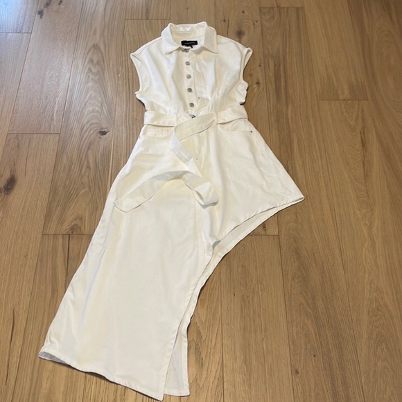NWT Karen Millen Asymmetrical denim white dress - Picture 4 of 13